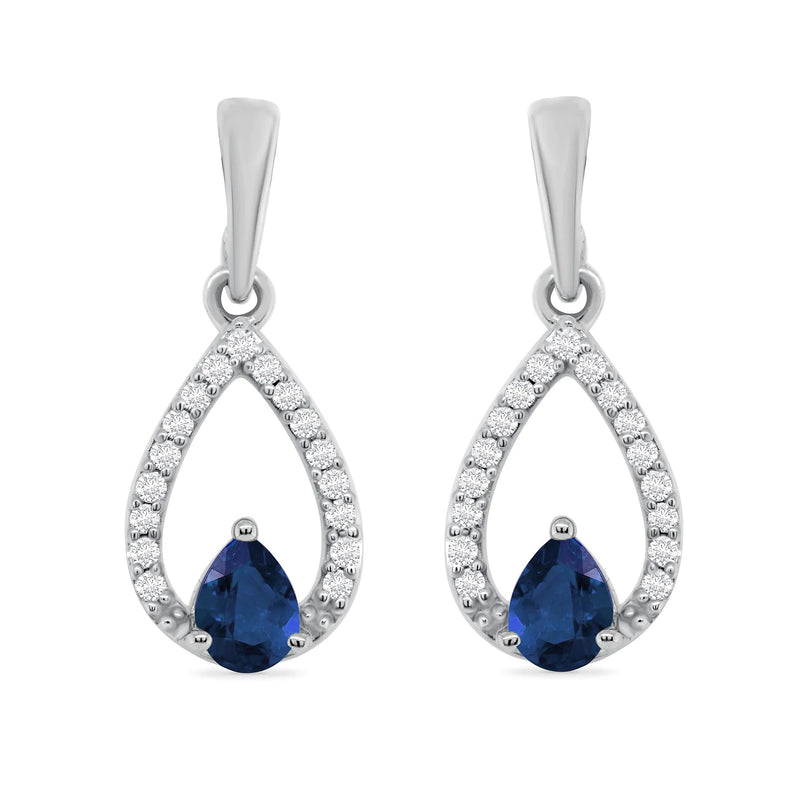 Sapphire & Diamond Drop Earrings 9ct White Gold