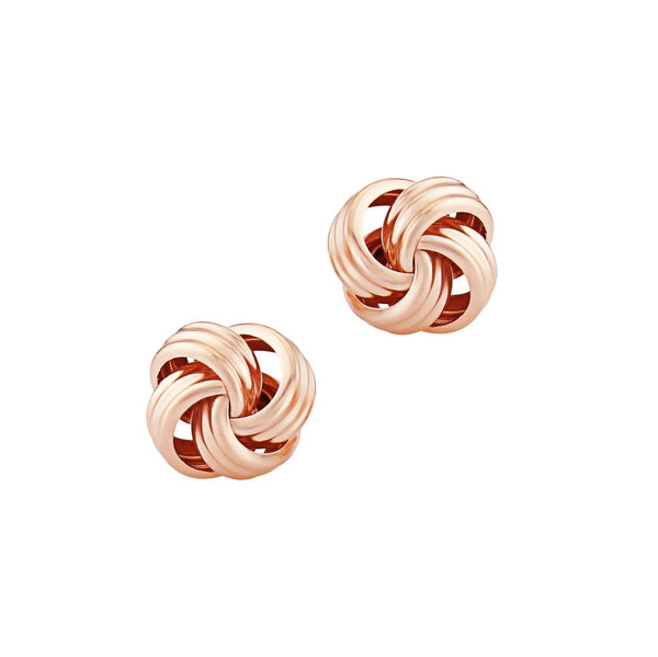 9ct Rose Gold 6mm Ribbed Knot Earrings