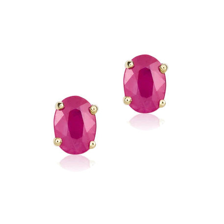 Oval Ruby 7X5mm Earrings 9ct Gold