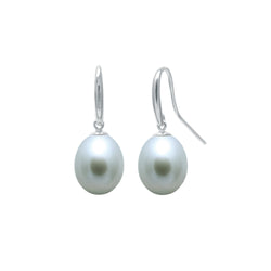 Sterling Silver Grey Teardrop Pearl Drop Earrings