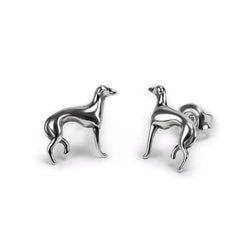 Henryka Miniature Greyhound Stud Earrings in Silver