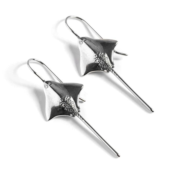 Henryka Stingray Hook Earrings in Silver