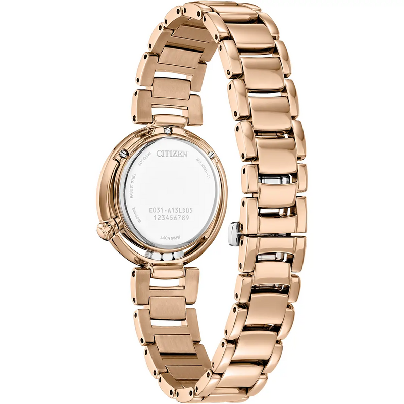 Citizen Eco Drive Ladies L Arcly Diamond Bracelet Watch EM1113-58Y rear