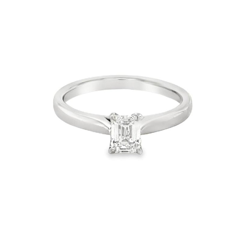 Platinum Solitaire Emerald Cut Diamond Ring 0.50ct