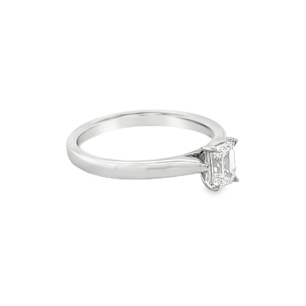 Platinum Solitaire Emerald Cut Diamond Ring 0.50ct side