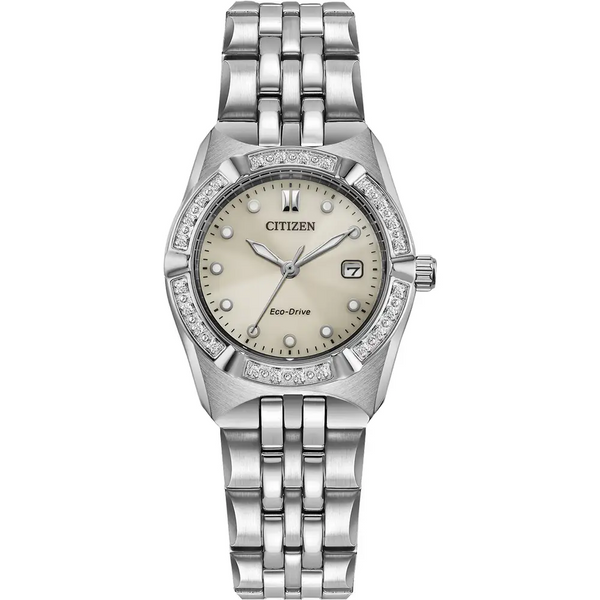 Citizen Ladies Eco Drive Corso Diamond Silver Tone Bracelet Watch EW2710-51X