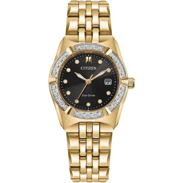 Citizen Ladies Eco Drive Corso Diamond Gold Tone Bracelet Watch EW2712-55E