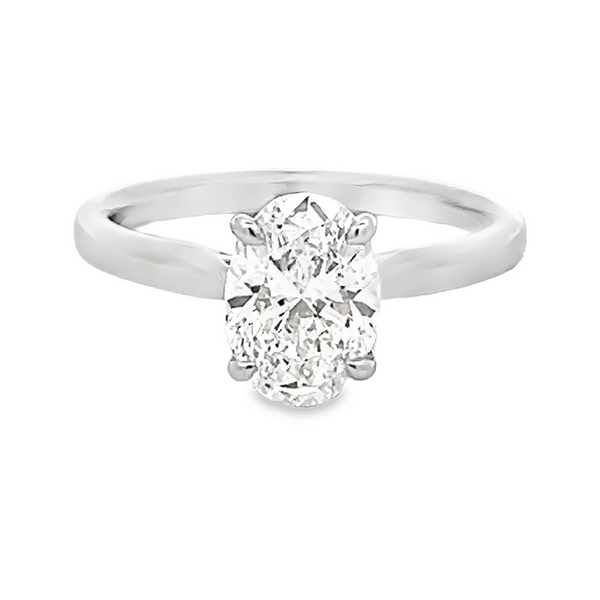 Platinum Solitaire Oval Lab Grown Diamond Engagement Ring 2.06ct