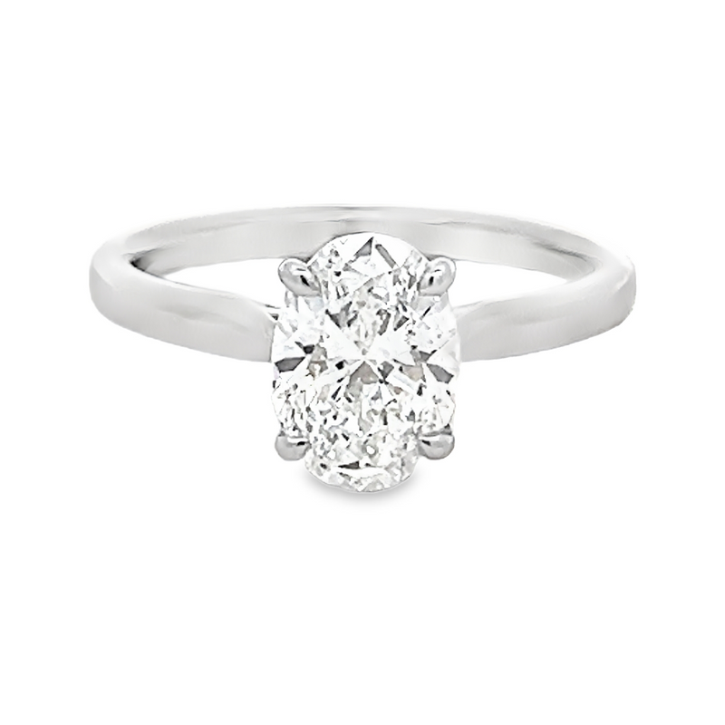 Platinum Solitaire Oval Lab Grown Diamond Engagement Ring 2.06ct