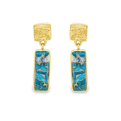 Sterling Silver Gold Plated Turquoise Drop Earrings