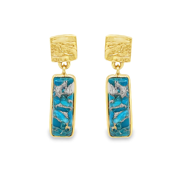 Sterling Silver Gold Plated Turquoise Drop Earrings