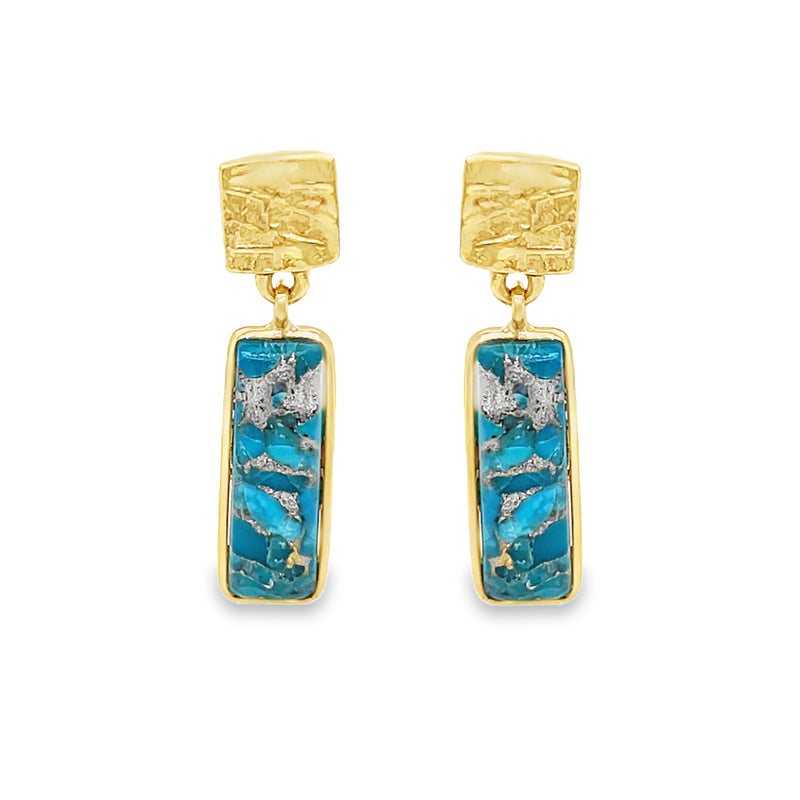 Sterling Silver Gold Plated Turquoise Drop Earrings