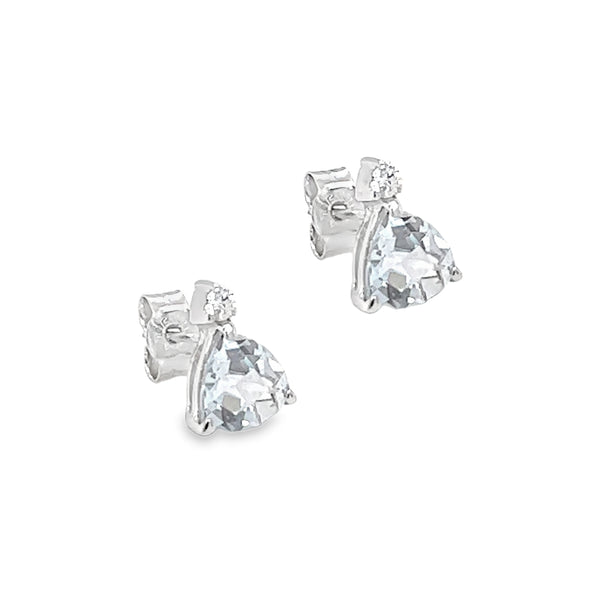 Aquamarine & Diamond Earrings 9ct White Gold side