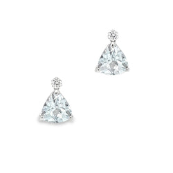 Aquamarine & Diamond Earrings 9ct White Gold