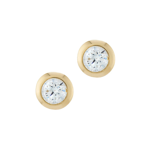 9ct Yellow Gold 6mm CZ Bouton Stud Earrings