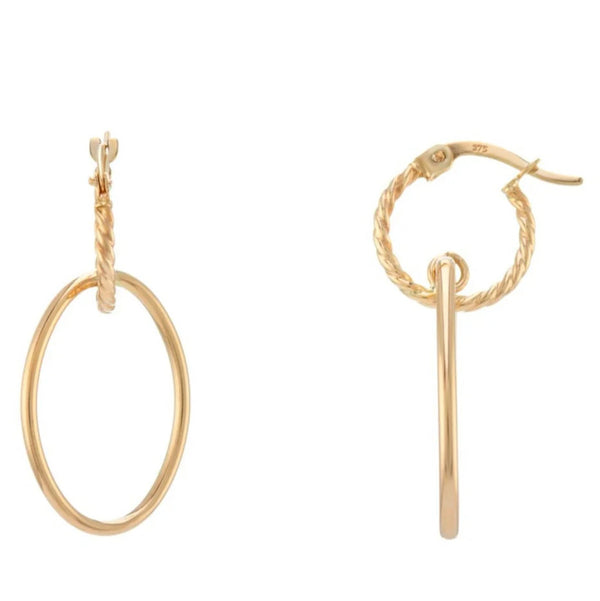 9ct Gold Oval Drop Earrings side