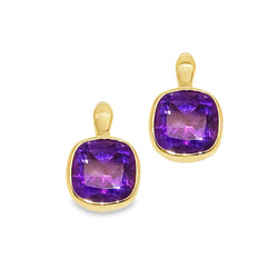 9ct Gold Amethyst Cushion Earrings