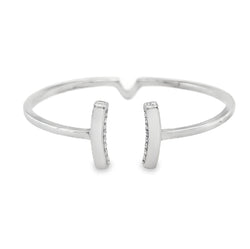 Sterling Silver CZ T End Torque Bangle