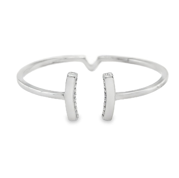 Sterling Silver CZ T End Torque Bangle