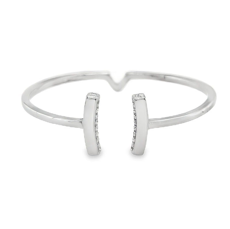 Sterling Silver CZ T End Torque Bangle