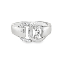 Silver & CZ Interlocking Circles Ring