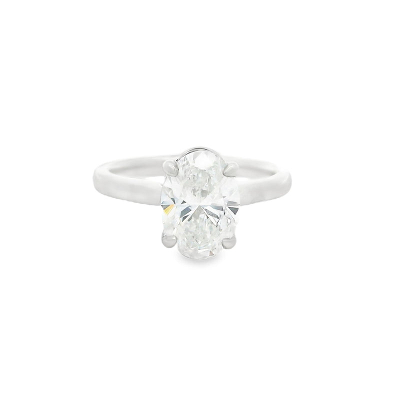 Platinum Solitaire Oval Lab Grown Diamond Engagement Ring 2.06ct