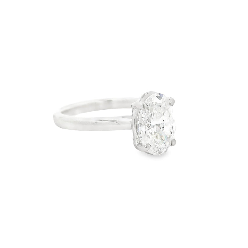 Platinum Solitaire Oval Lab Grown Diamond Engagement Ring 2.06ct SIDE