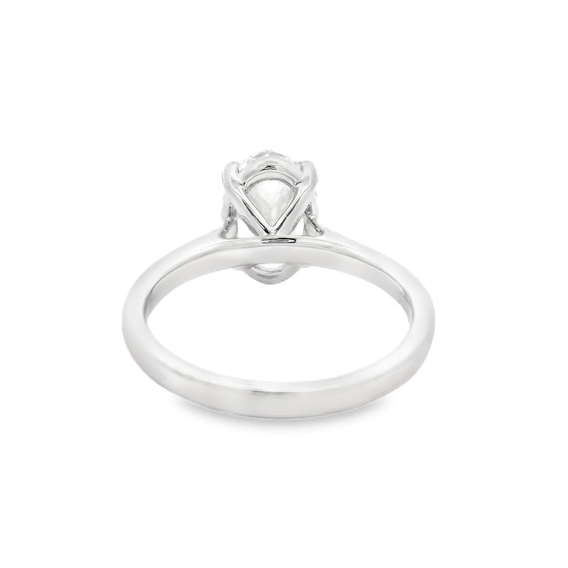 Platinum Solitaire Oval Lab Grown Diamond Engagement Ring 2.06ct REAR