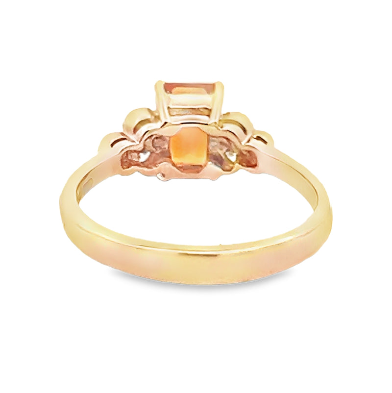 Fire Opal & Diamond Ring 9ct Gold rear