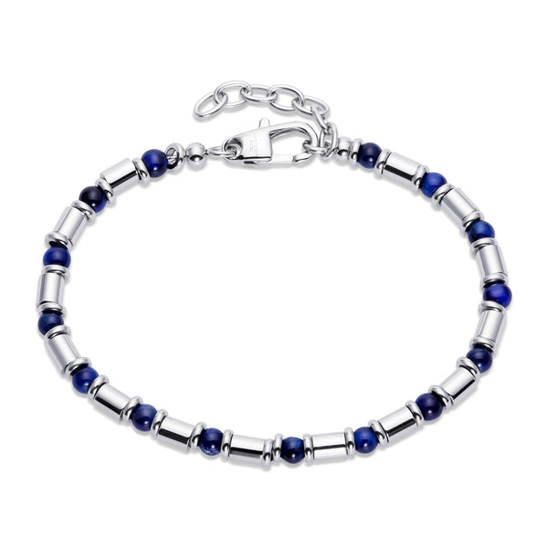 Unique & Co Men's Steel & Blue Tigers Eye Bracelet LAB-224