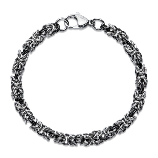 Unique & Co Mens Black IP Steel Byzantine Bracelet LAB243