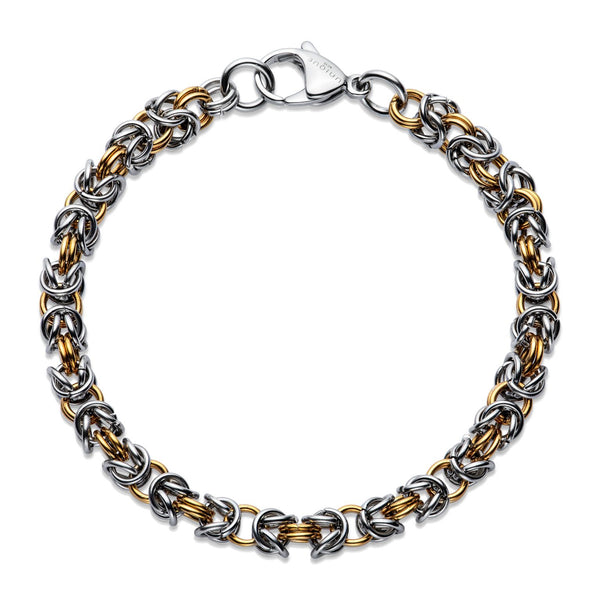 Unique & Co Men's Gold IP Steel Byzantine Bracelet LAB245