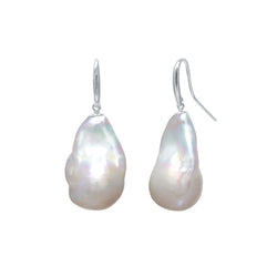 Sterling Silver Large Baroque Pearl Drop Earrings