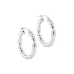 Sterling Silver 22mm Round Tube Hoop Earrings