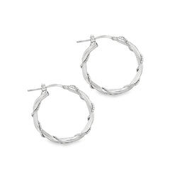 Sterling Silver Wire Twist 20mm Hoop Earrings