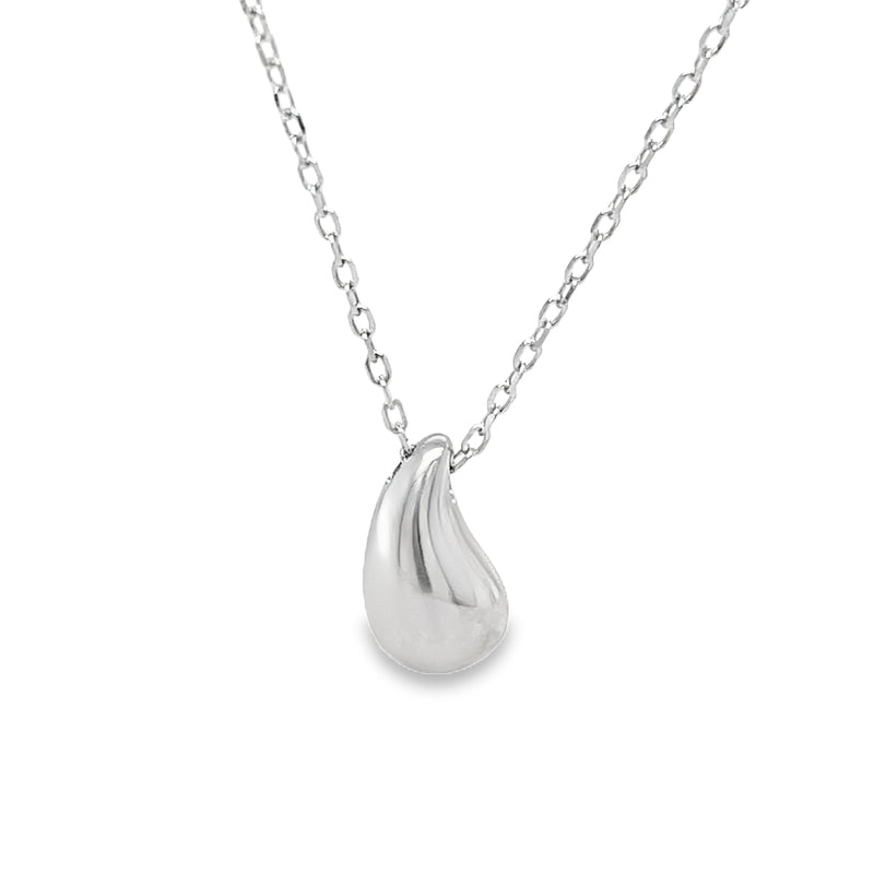 Sterling Silver 3-D Teardrop Necklace