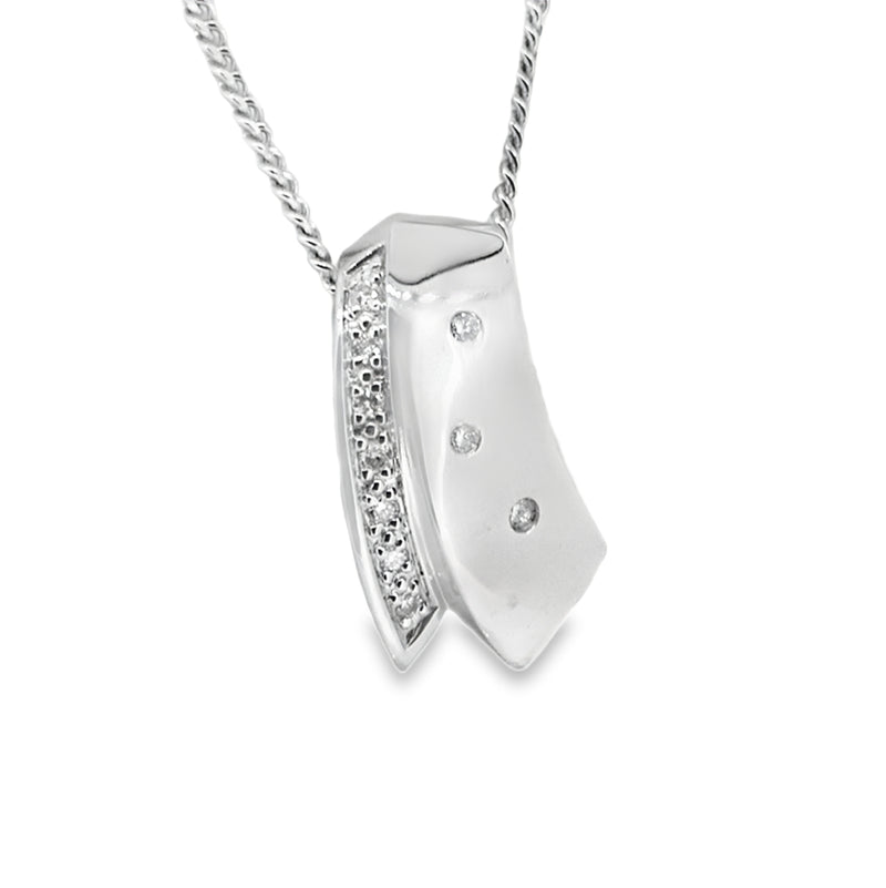 18ct White Gold Diamond Set Pendant with Chain side