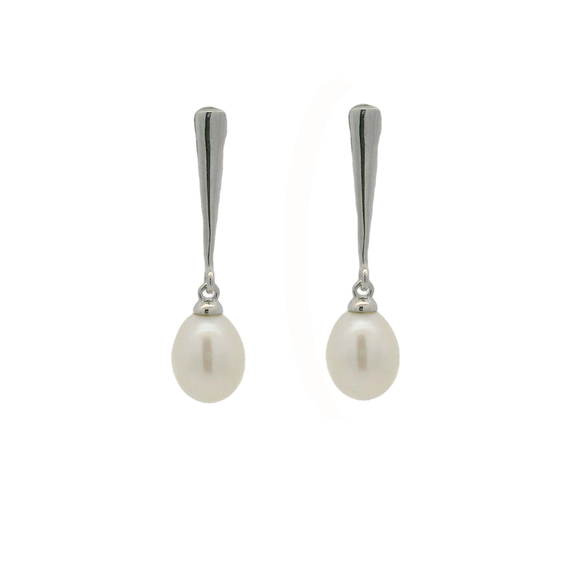 Silver Fresh Water Pearl Drop Earrings