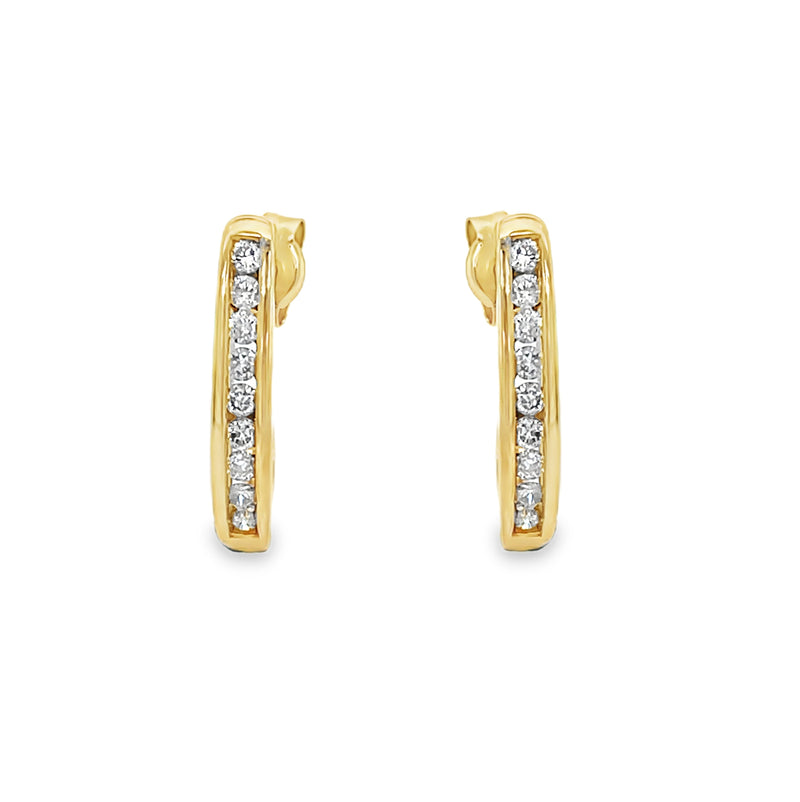 9ct Gold Diamond Half Hoop Earrings