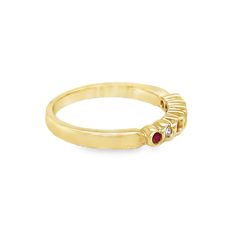 Ruby & Diamond Eternity Ring 9ct Gold side