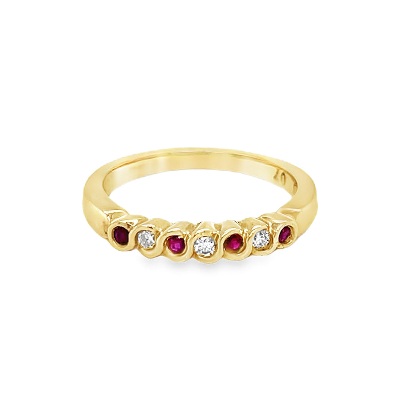 Ruby & Diamond Eternity Ring 9ct Gold