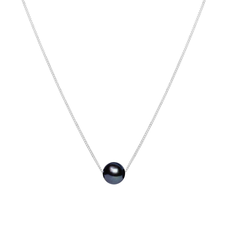 Sterling Silver Sliding Black River Pearl Necklace