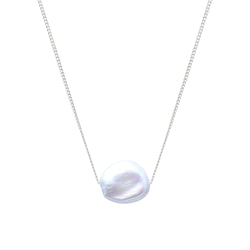 Sterling Silver Sliding Keshi River Pearl Necklace