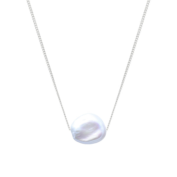 Sterling Silver Sliding Keshi River Pearl Necklace