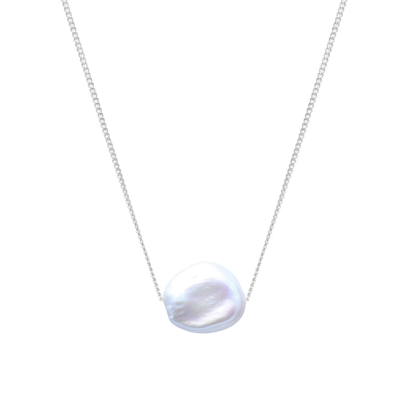 Sterling Silver Sliding Keshi River Pearl Necklace