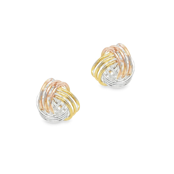 Sterling Silver 3 Colour Gold Plated Knot Earrings