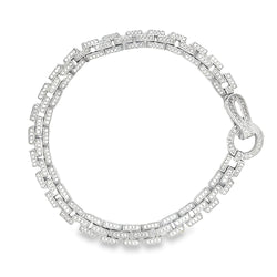 Sterling Silver CZ  Set Link Bracelet