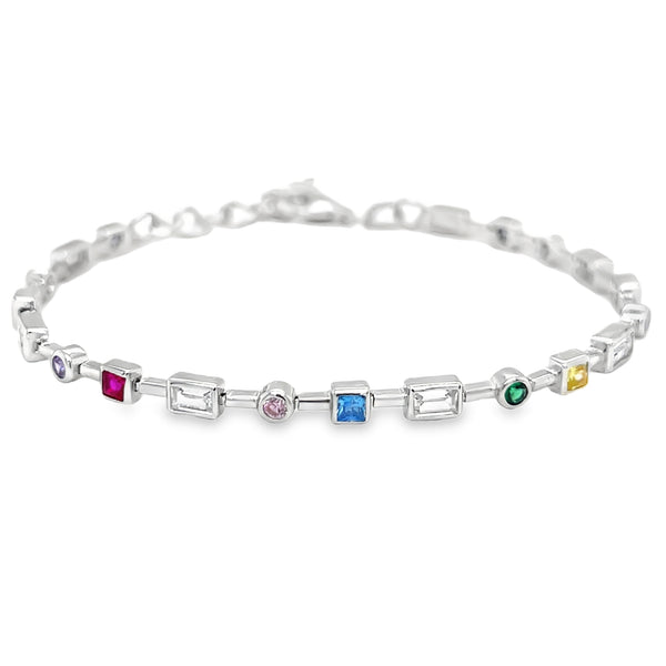 Sterling Silver Multi Colour CZ Bracelet