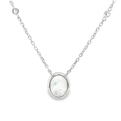 Sterling Silver Mother of Pearl & CZ Necklace