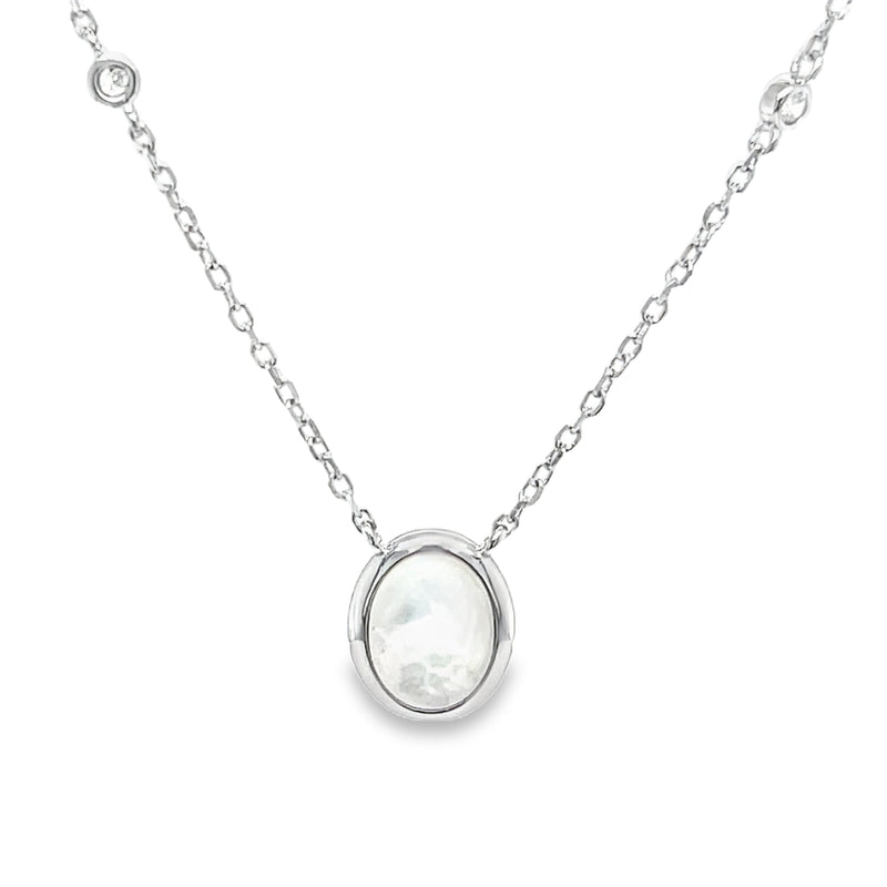 Sterling Silver Mother of Pearl & CZ Necklace